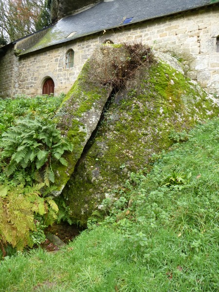The holy spring emerging from a rock below the chapel of St Gildas, Morbihan